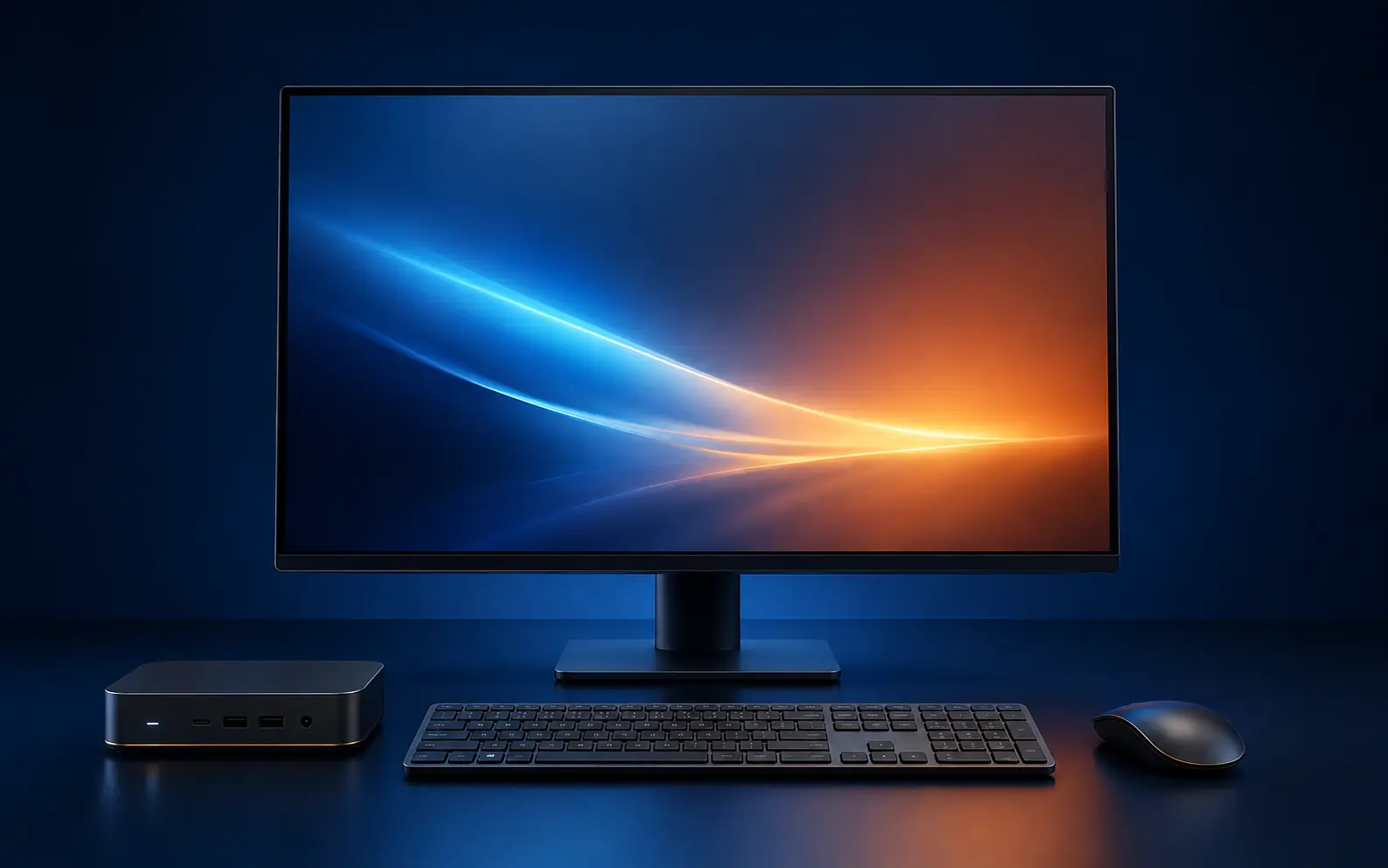 Monitor mit Tastatur, Maus und Dockingstation